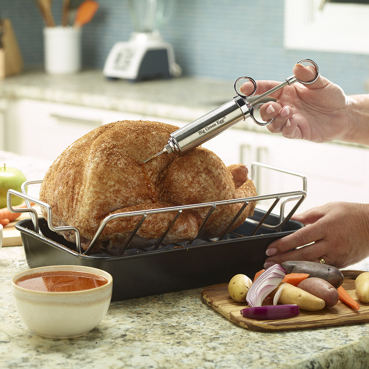 Big Green Egg Professional Grade Flavor Injector, Stainless, Double Hole Design