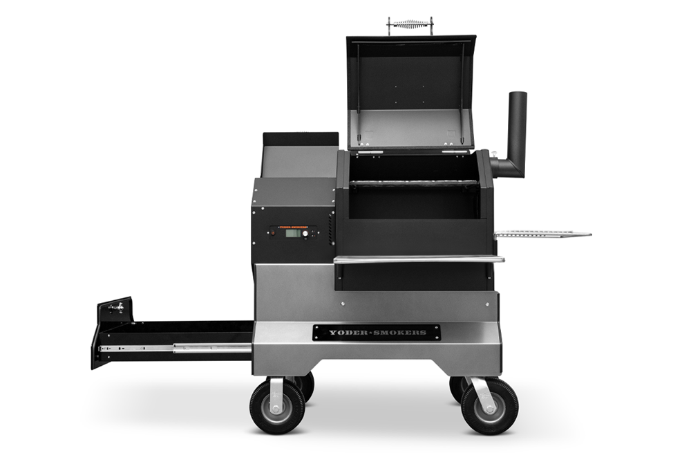 YS480s Pellet Grill on Competition Cart with Stainless Steel Shelves and Drawer