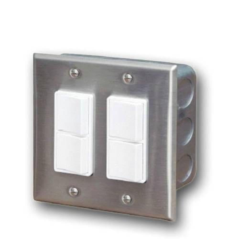 Infratech Dual Duplex Switch Wall Plate and Gang Box 20 Amp Per Pole