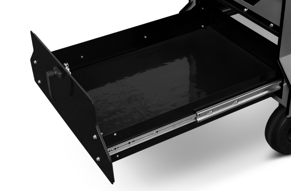 YS640s Pellet Grill on Competition Cart with Stainless Steel Shelves and Drawer