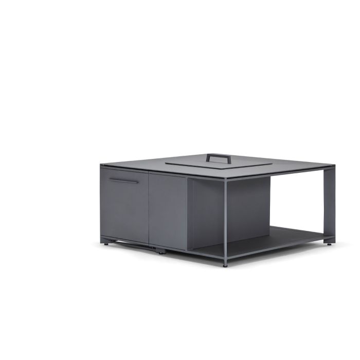 Woodard Essense Shelf Style Coffee Table Height Square Fire Table