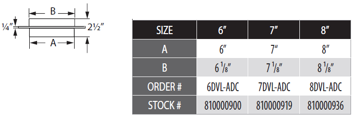 Duravent 6&quot; Diameter DVL/DuraBlack Chimney Adapter w/Trim - 6DVL-ADC