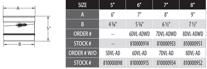 Duravent 6&quot; Diameter DVL Adapter Section