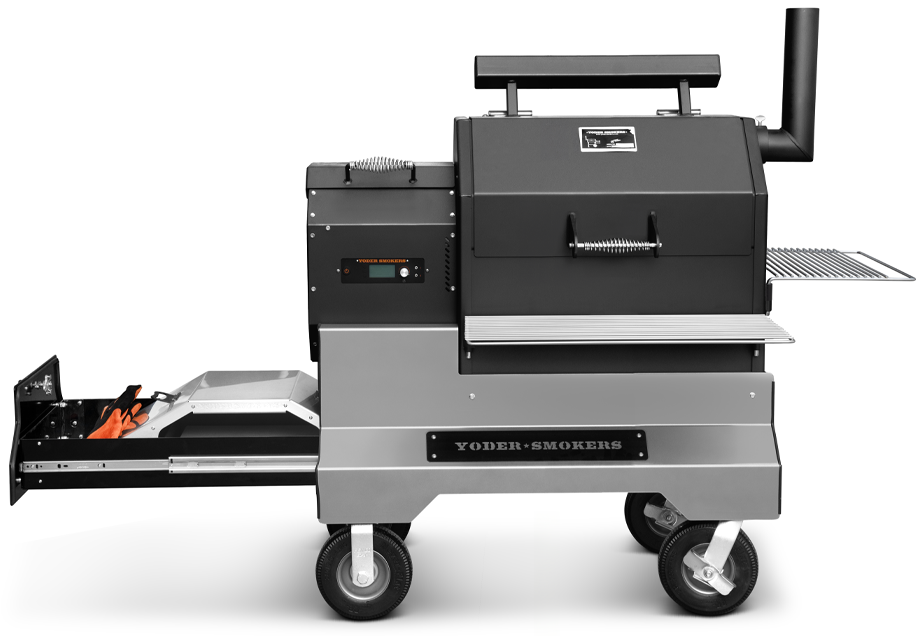 YS480s Pellet Grill on Competition Cart with Stainless Steel Shelves and Drawer