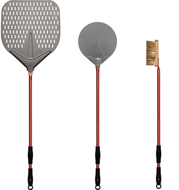 Alfa 36-Inch 3-Piece Pizza Peel Set - Red