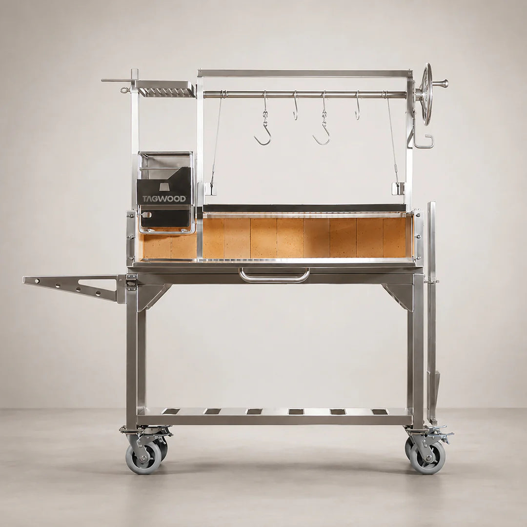 TAGWOOD Freestanding Argentine Santa Maria Wood Fire &amp; Charcoal Gaucho Grill