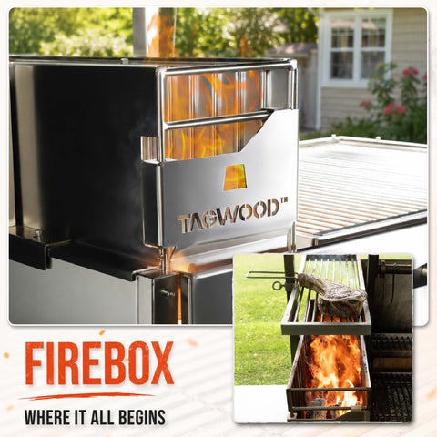 TAGWOOD Freestanding Argentine Santa Maria Wood Fire &amp; Charcoal Gaucho Grill