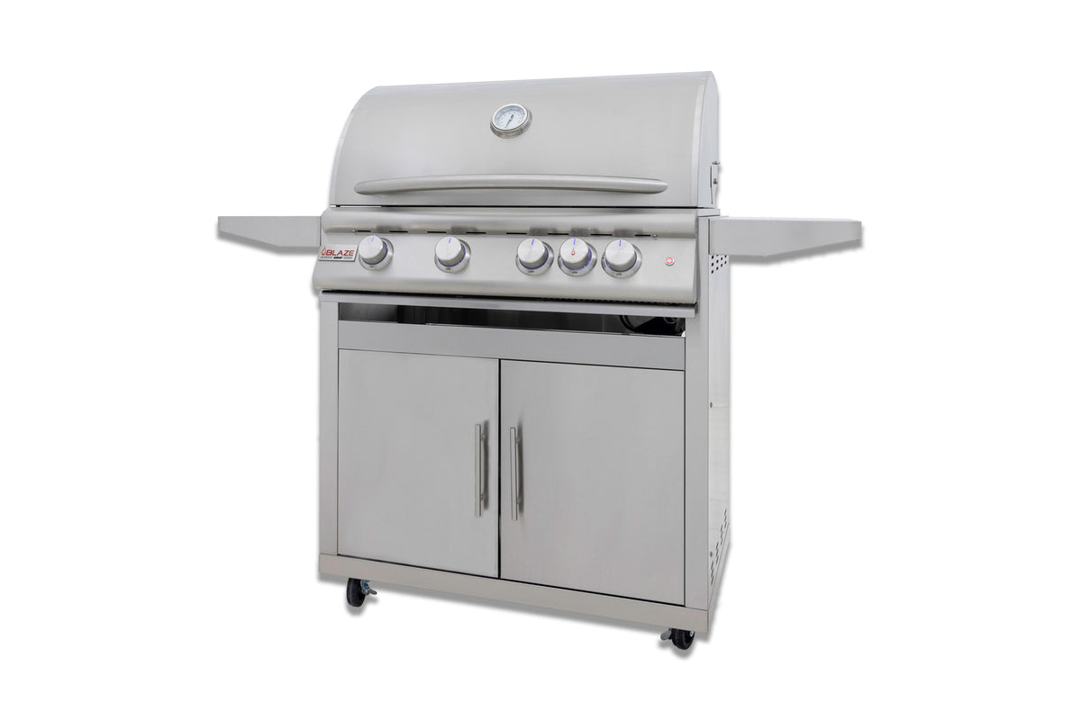 Blaze Premium LTE Plus 32&quot; 4-Burner Marine Grade Grill with Rear Burner and Built-in Lighting System