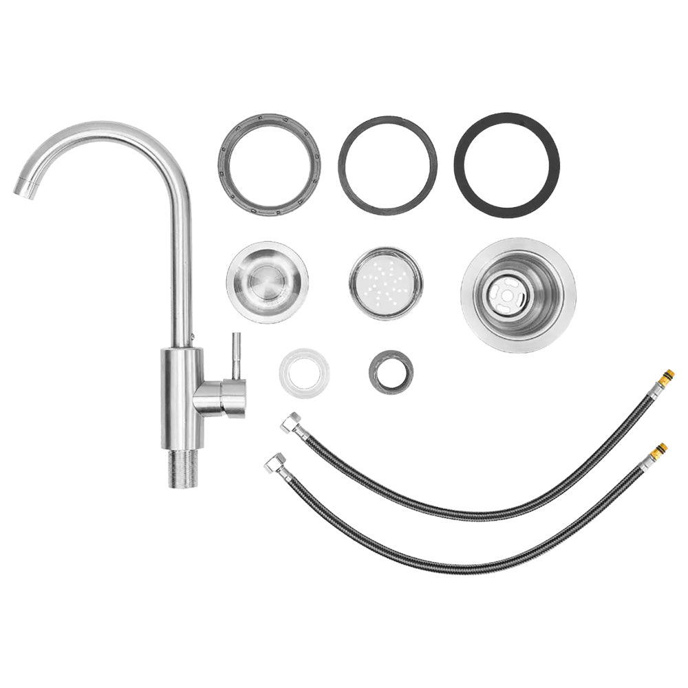 Bull 15&quot; SS Sink and Faucet Under and Over Mount - All-In-One Kit-12516