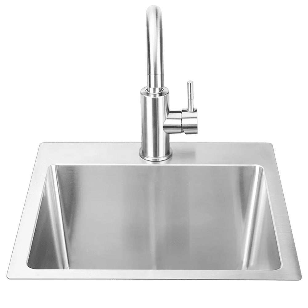 Bull 15&quot; SS Sink and Faucet Under and Over Mount - All-In-One Kit-12516