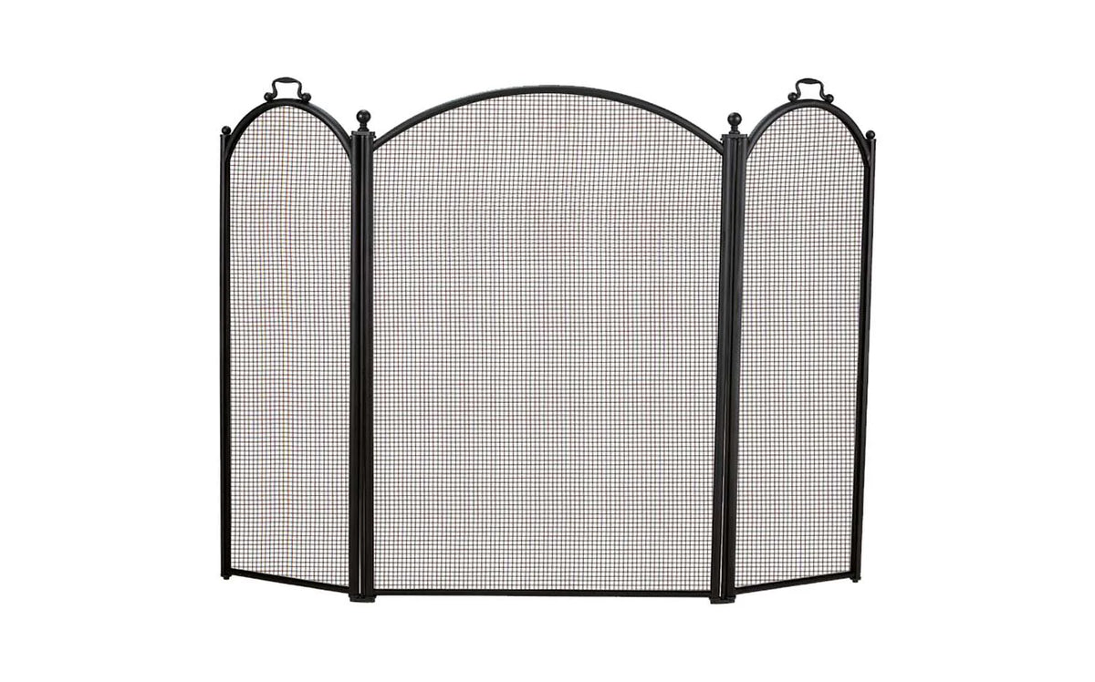 Dagan Three-Fold Black Arched Fireplace Screen