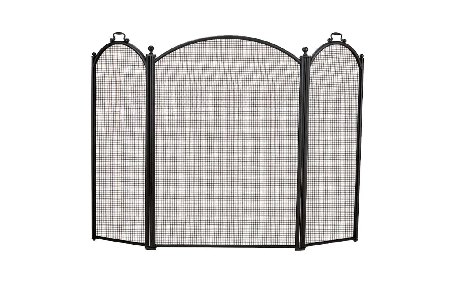 Dagan Three-Fold Black Arched Fireplace Screen