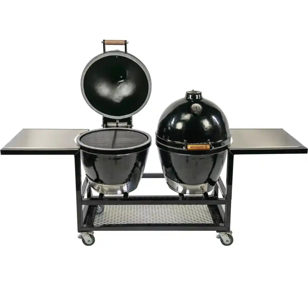 Goldens' Double (20.5″) Cookers w/Cart &amp; Stainless Steel Shelving