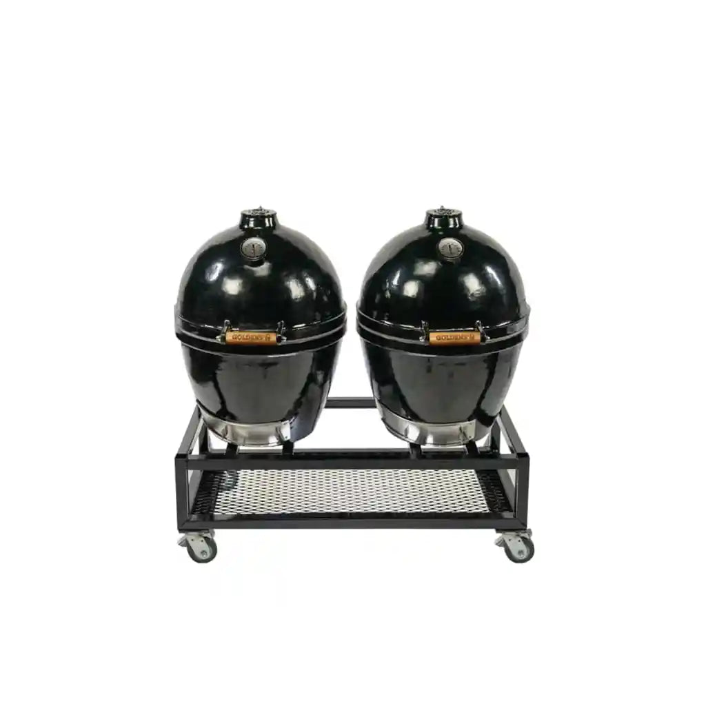Goldens' Double (20.5″) Cookers w/Cart &amp; Stainless Steel Shelving