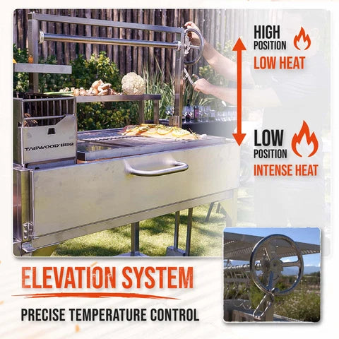 TAGWOOD Freestanding Argentine Santa Maria Wood Fire &amp; Charcoal Gaucho Grill