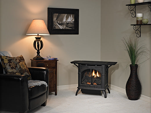 White Mountain Hearth Matte Black Spirit Medium Vent Free Cast Iron Stove with Millivolt Control