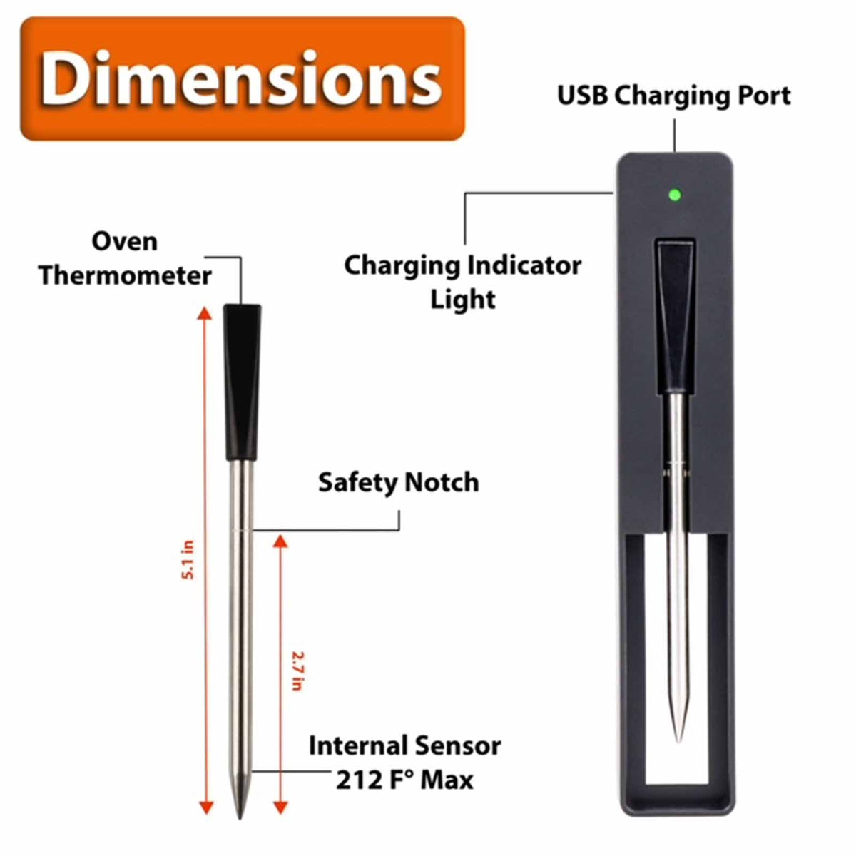 iFlame Smart Probe Meat Thermometer with Wifi Dock