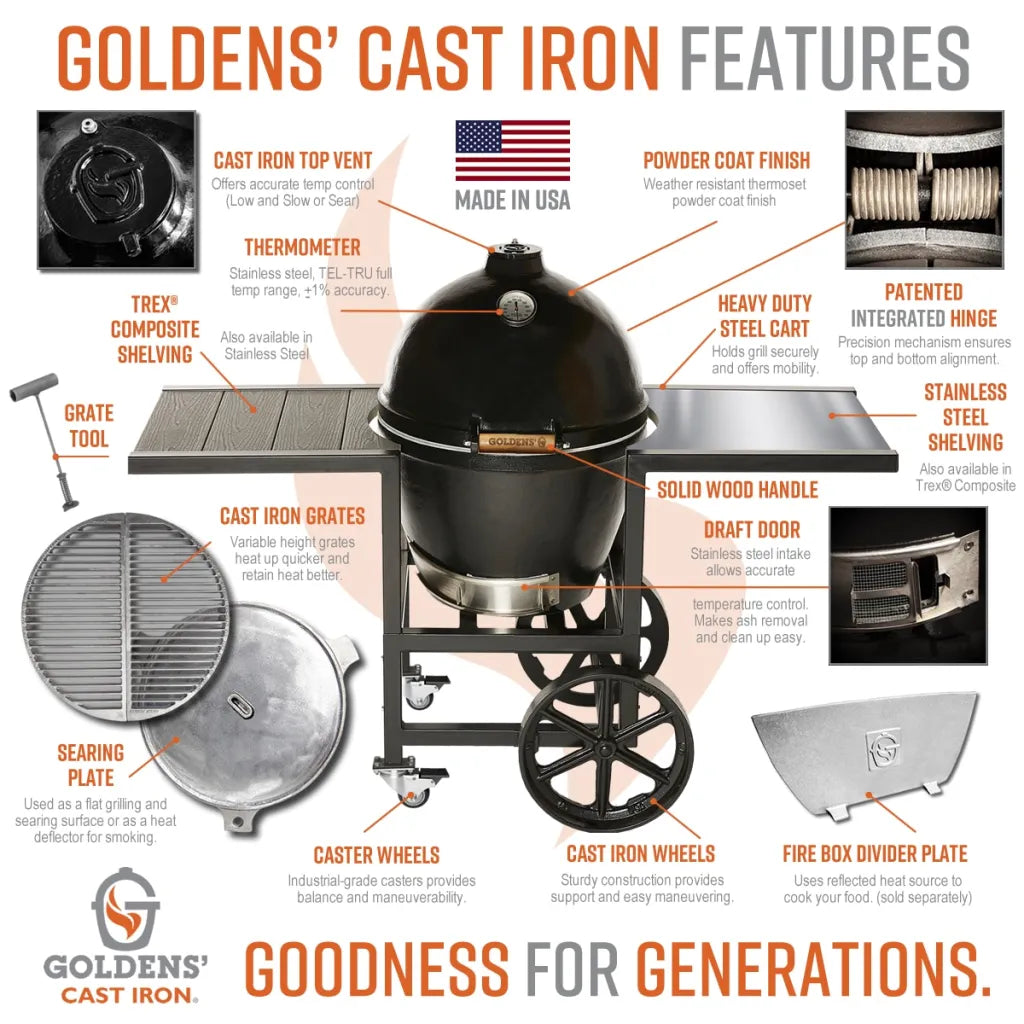 Goldens' Double (20.5″) Cookers w/Cart &amp; Trex Shelving