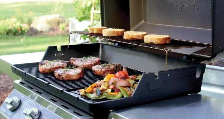 MHP Hybrid Series Gas Grill with Drop Down Shelves