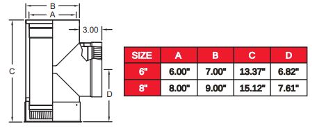 Metal Fab 6&quot; Double Wall Tee with Cap