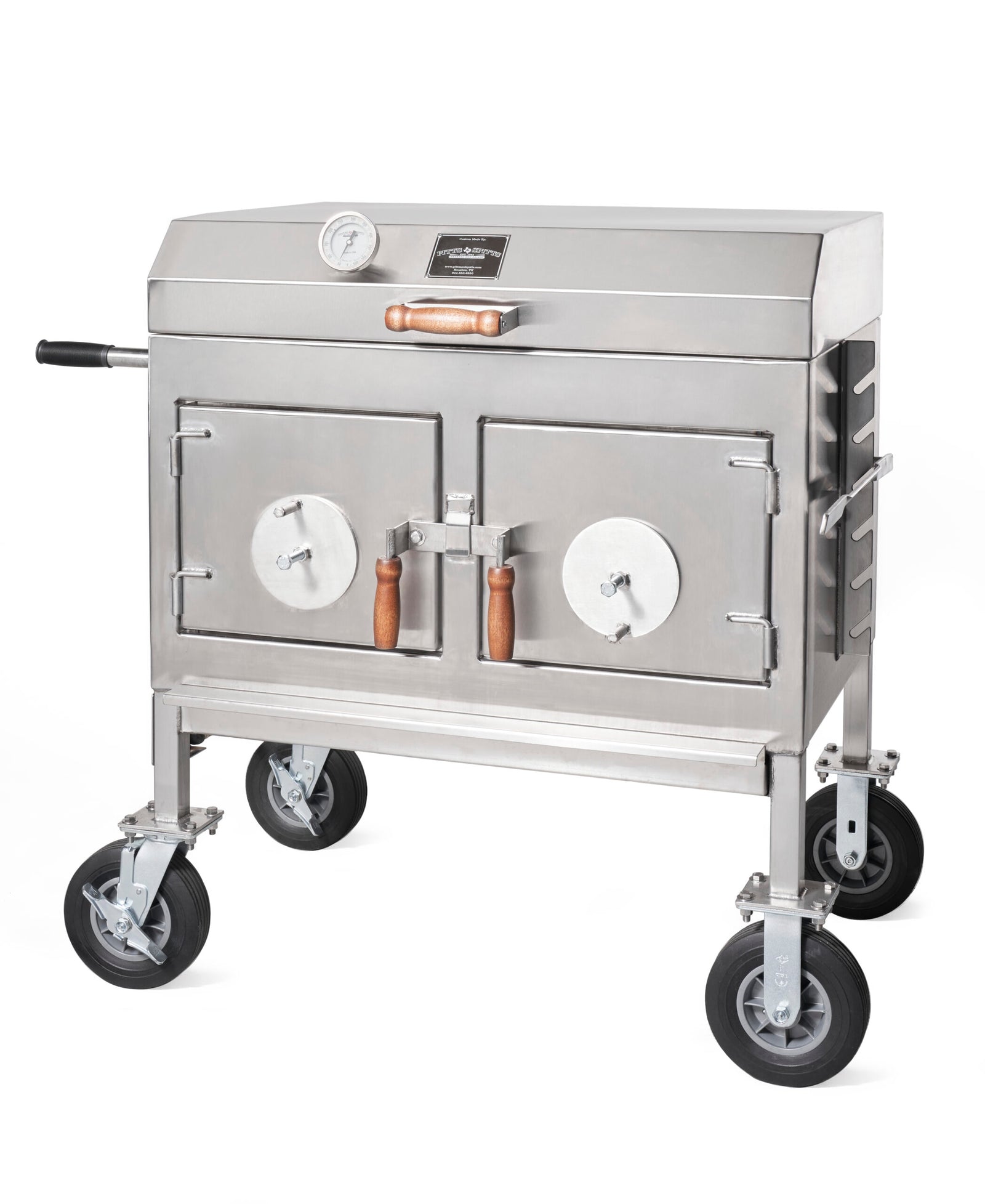 Pitts & Spitts 24" x 36" Adjustable Stainless Steel Charcoal Grill (Flat Top)