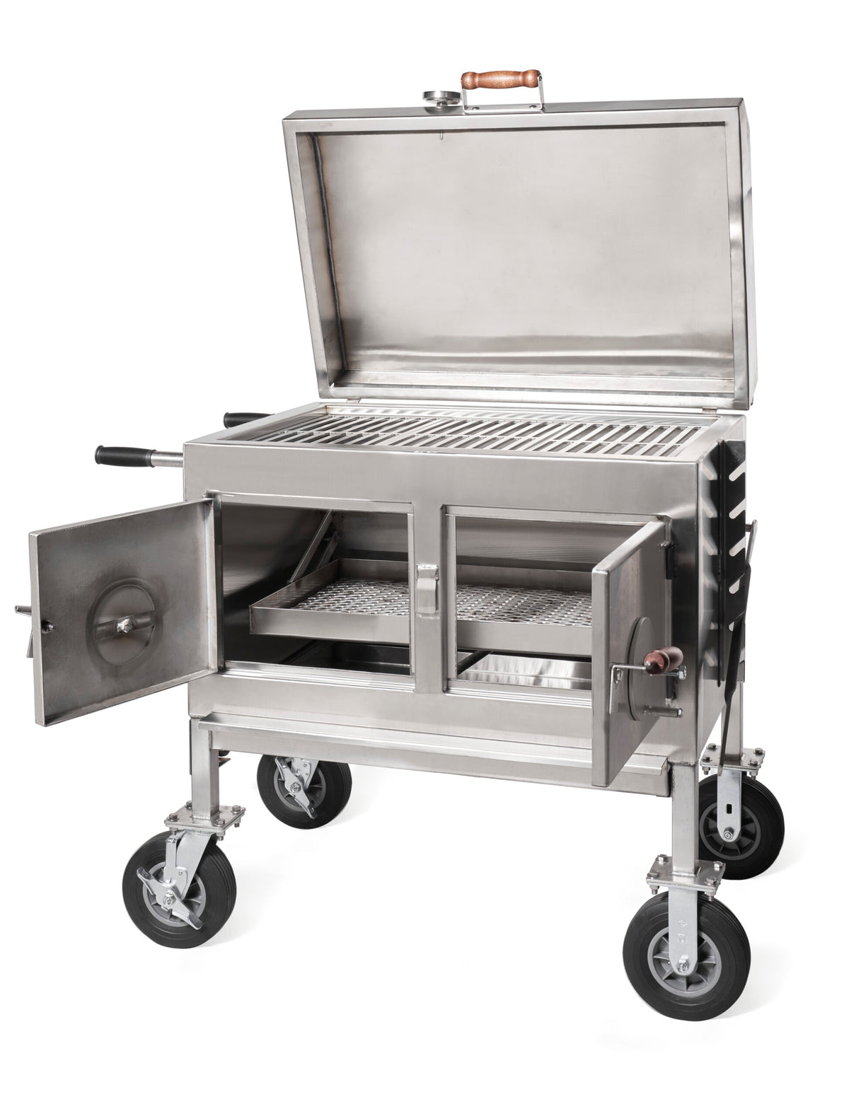Pitts &amp; Spitts 24&quot; x 36&quot; Adjustable Stainless Steel Charcoal Grill (Flat Top)