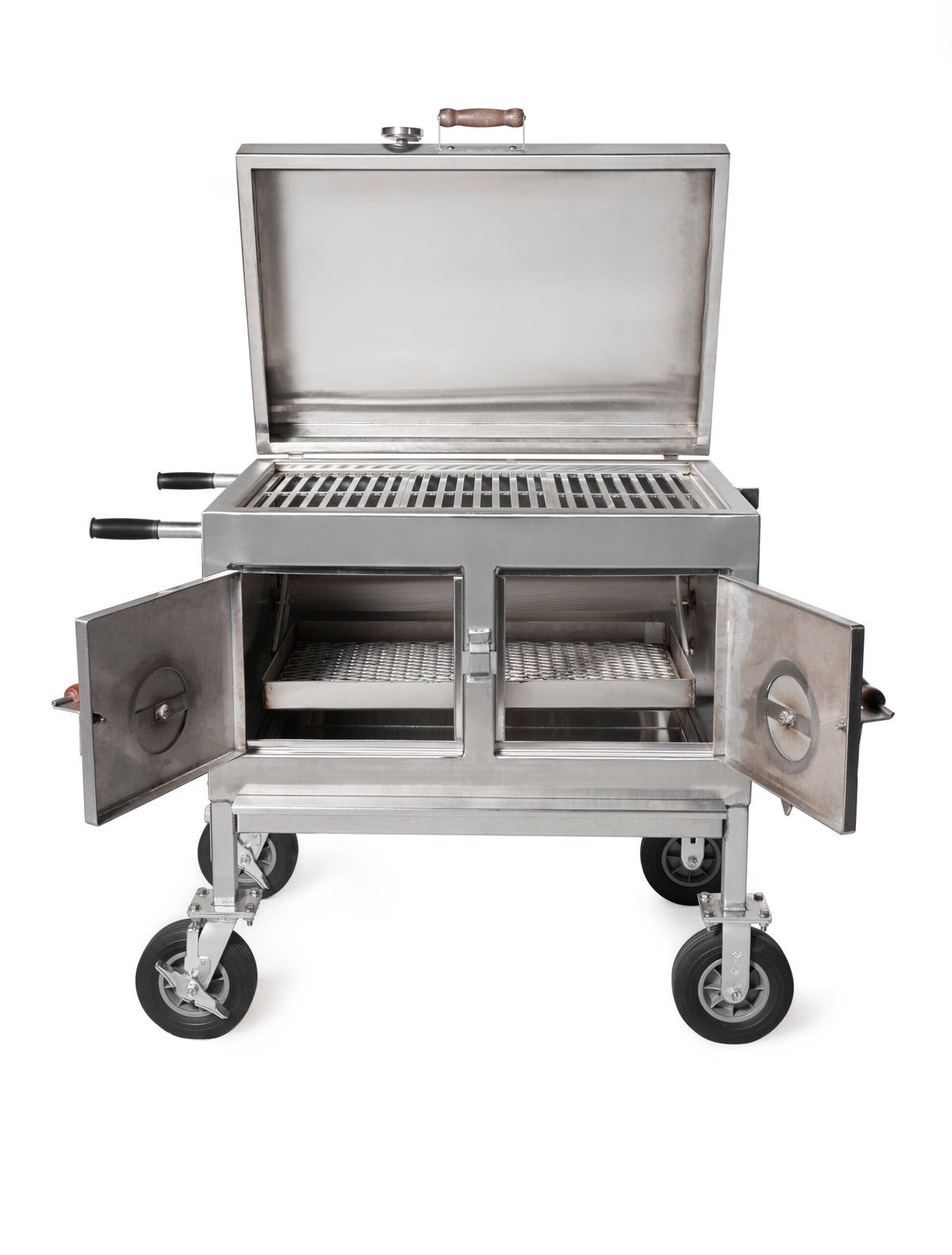 Pitts &amp; Spitts 24&quot; x 36&quot; Adjustable Stainless Steel Charcoal Grill (Flat Top)