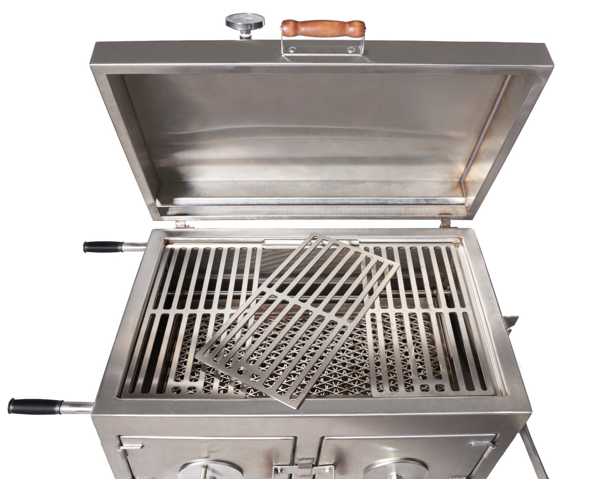 Pitts &amp; Spitts 24&quot; x 36&quot; Adjustable Stainless Steel Charcoal Grill (Flat Top)