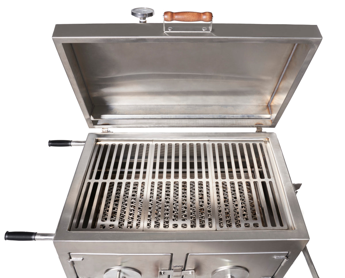Pitts &amp; Spitts 24&quot; x 36&quot; Adjustable Stainless Steel Charcoal Grill (Flat Top)