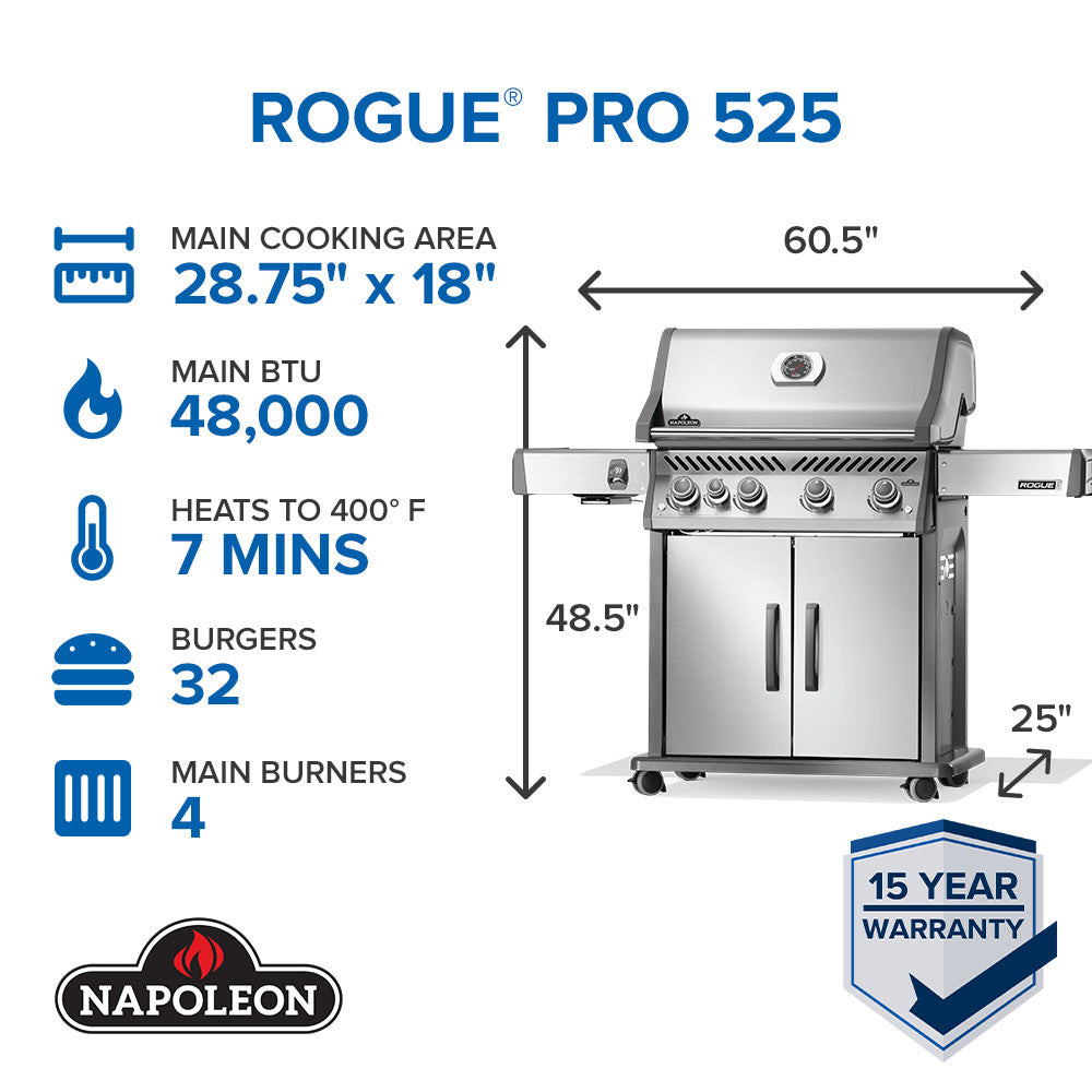 Napoleon Rogue® PRO 525 SIB with Infrared Side Burner (Stainless Steel)
