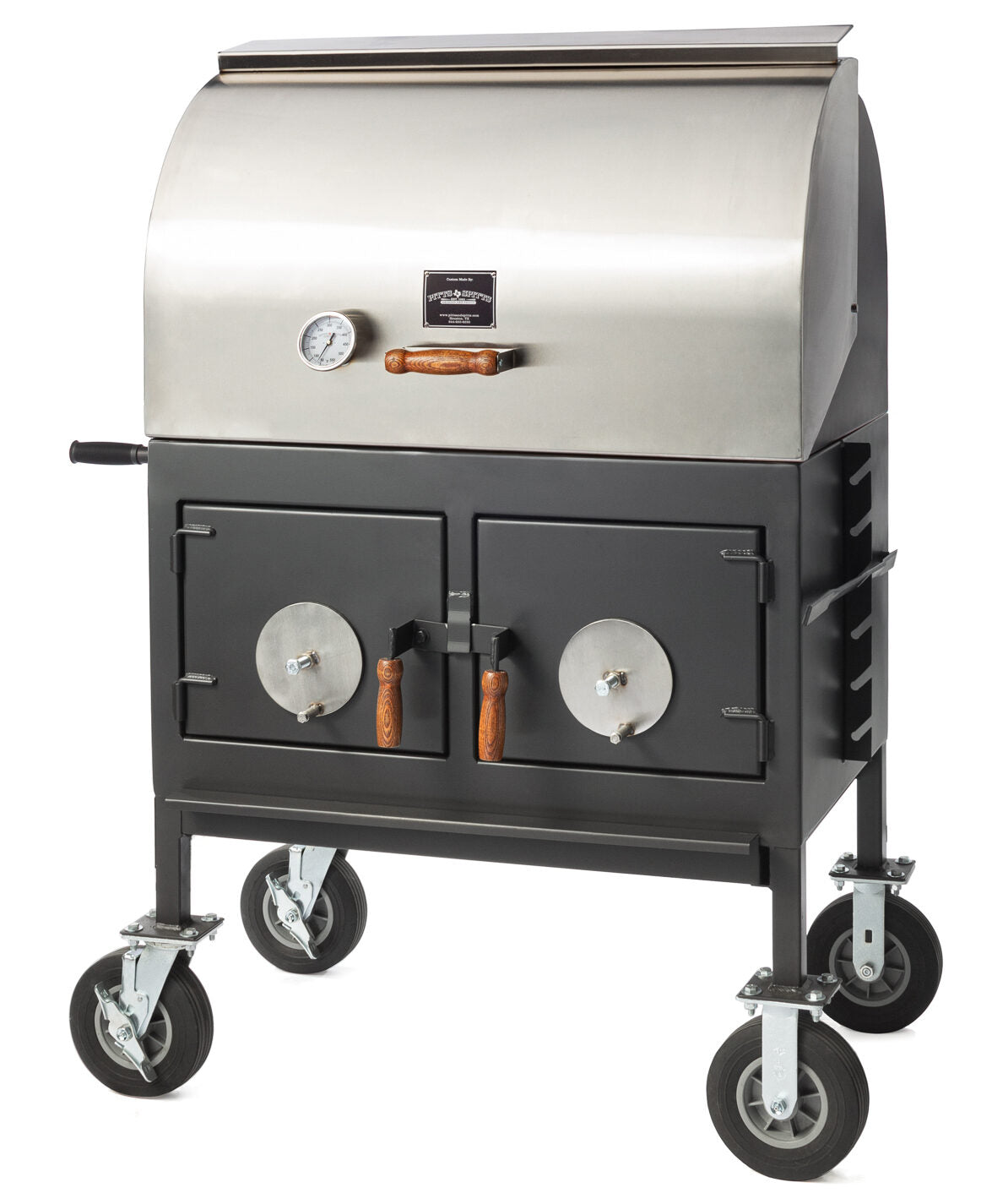 Pitts & Spitts 24" x 36" Adjustable Charcoal Grill (Roll Top)