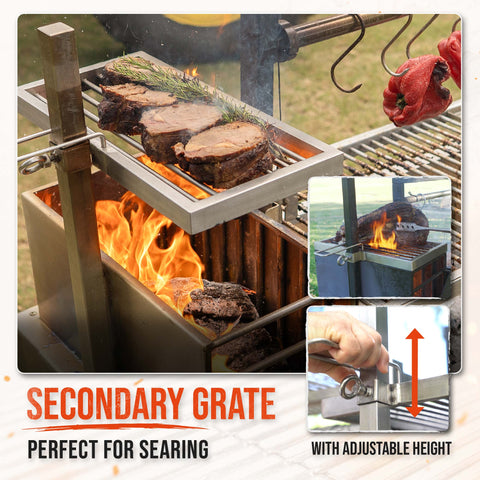 TAGWOOD Freestanding Argentine Santa Maria Wood Fire &amp; Charcoal Gaucho Grill
