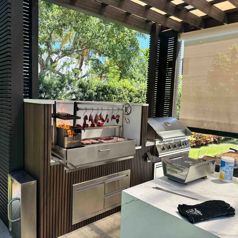TAGWOOD Built-In Argentine Santa Maria Wood Fire &amp; Charcoal Gaucho Grill