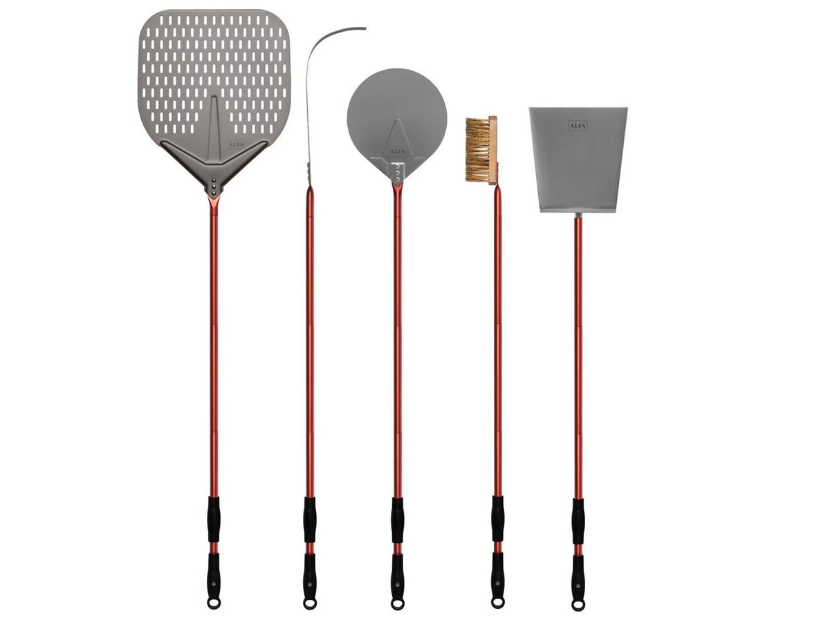 Alfa 48-Inch 5-Piece Pizza Peel Set - Red