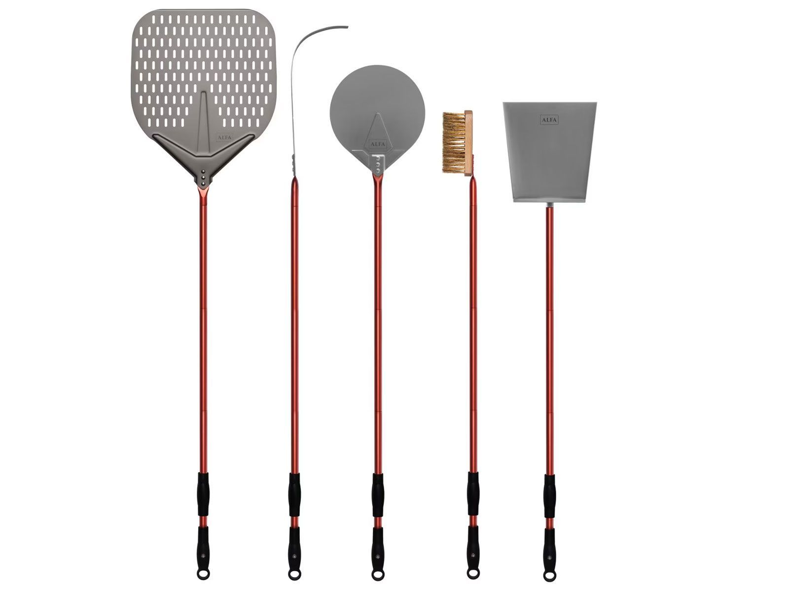 Alfa 48-Inch 5-Piece Pizza Peel Set - Red