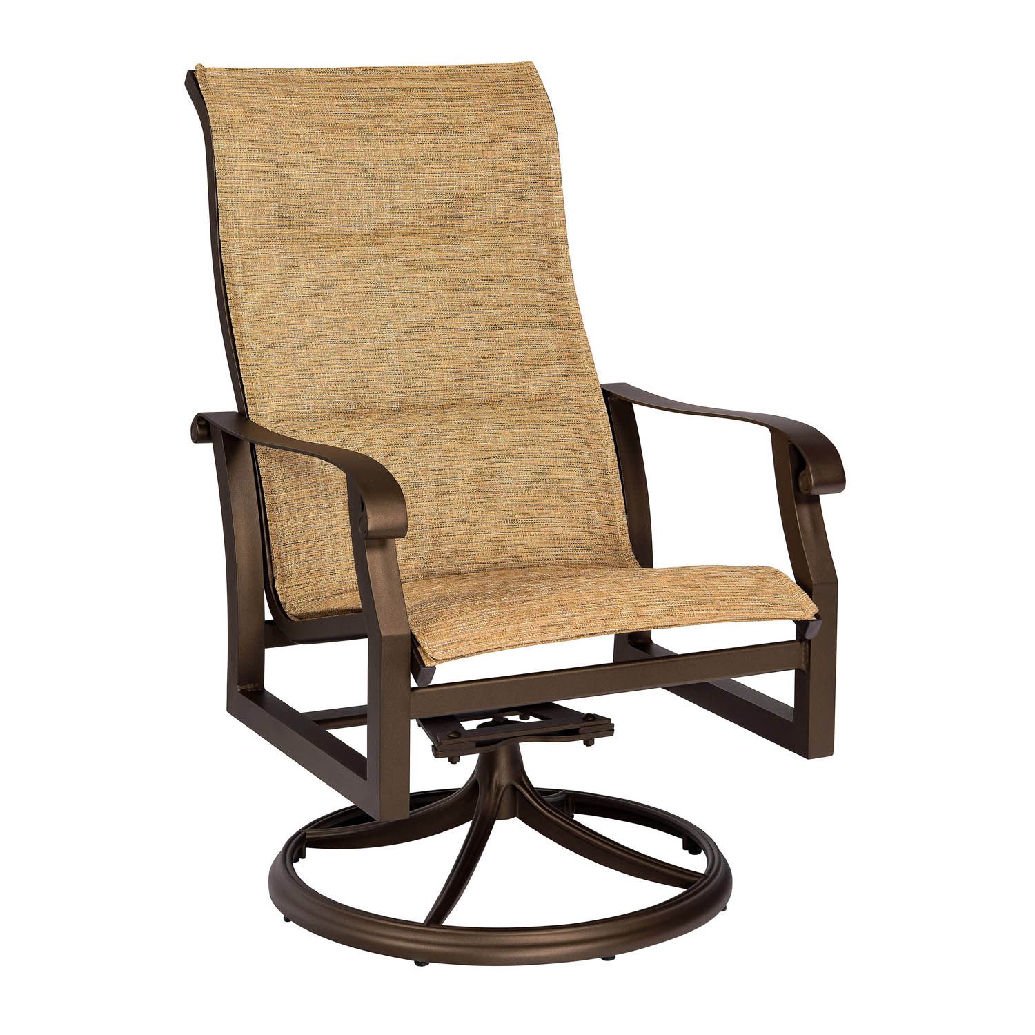 Cortland Padded Sling High Back Swivel Rocking Dining Arm Chair