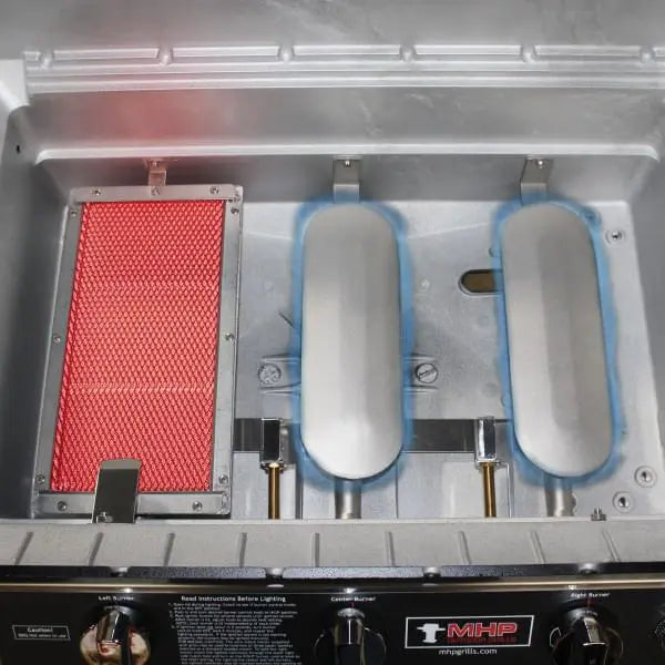 MHP Hybrid Series Gas Grill with Drop Down Shelves