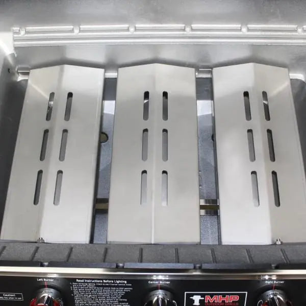 MHP Tri-Burn Series W3G4DD Gas Grill with Drop Down Shelves