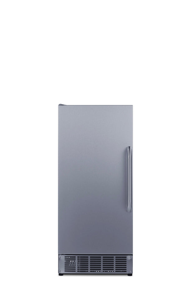 Summit 15" wide 45 lb. built-in undercounter commercially listed clear icemaker with automatic defrost, internal pump, and complete stainless steel exterior, right hinge kit-BIM44GCSS + RHD
