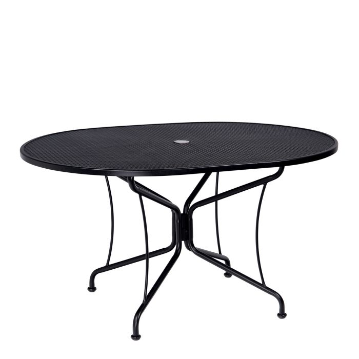 Iron Oval Dining Umbrella Table 8-Spoke