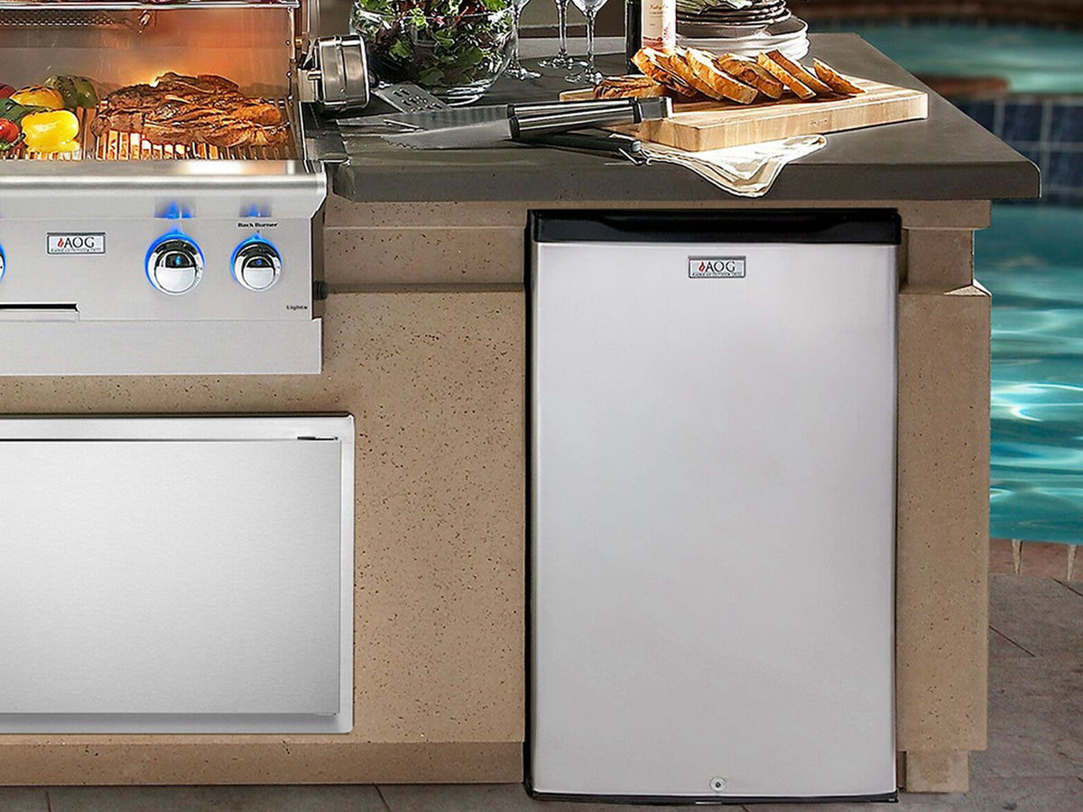 American Outdoor Grill 21-Inch 4.2 Cu. Ft. Compact Stainless Steel Refrigerator with Locking Door &amp; Recessed Handle