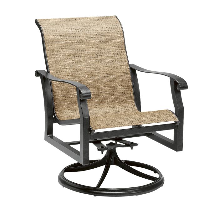 Cortland Sling Swivel Rocking Dining Armchair