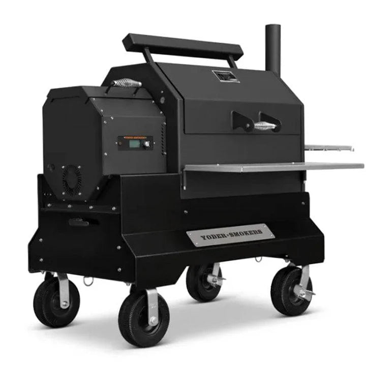 YS640s Pellet Grill on Competition Cart with Stainless Steel Shelves and Drawer