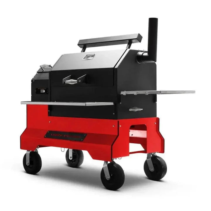 YS640s Pellet Grill on Competition Cart with Stainless Steel Shelves and Drawer