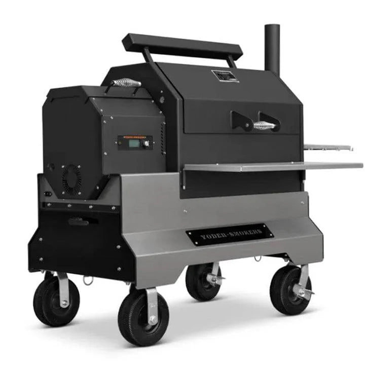 YS640s Pellet Grill on Competition Cart with Stainless Steel Shelves and Drawer