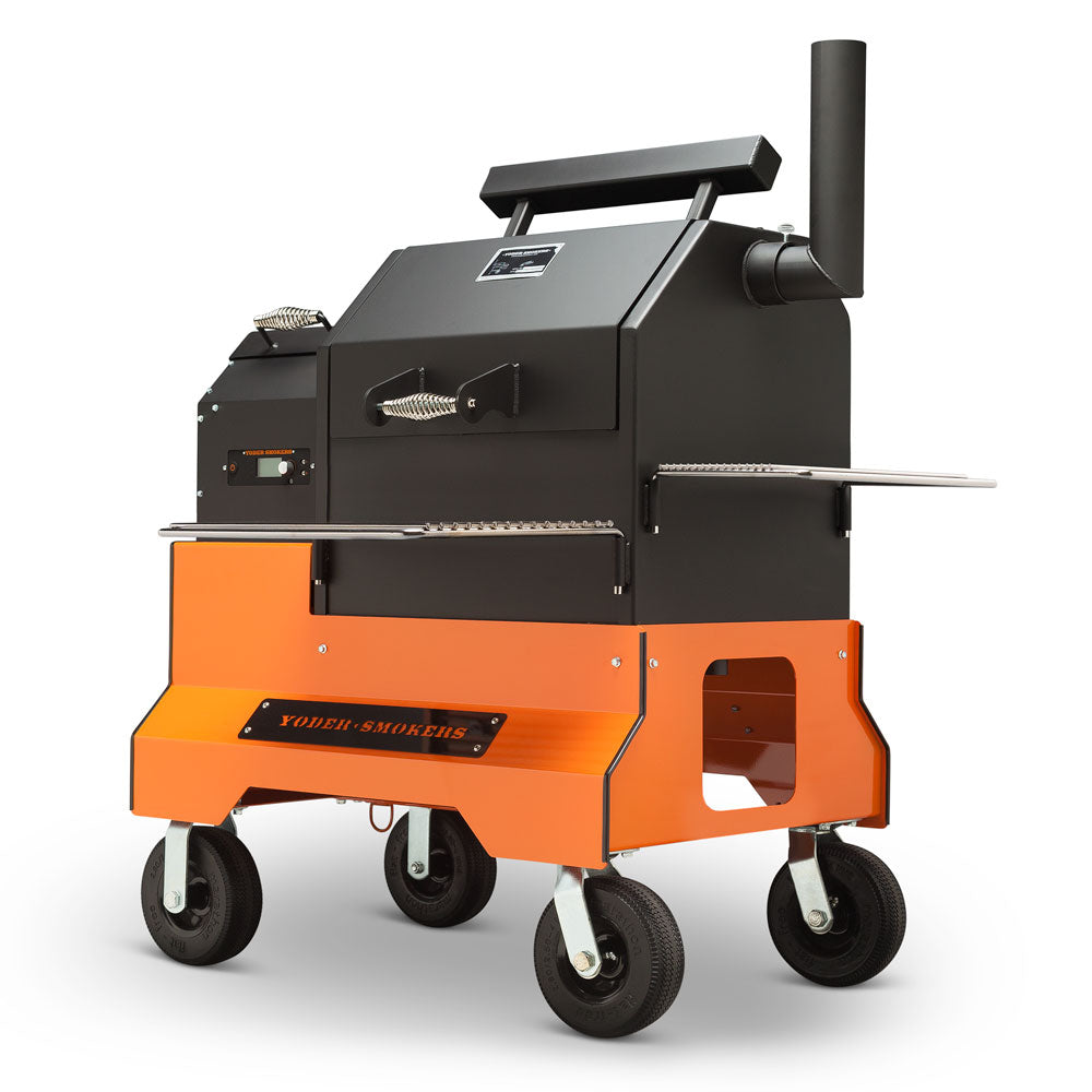 YS480s Pellet Grill on Competition Cart with Wire Shelves