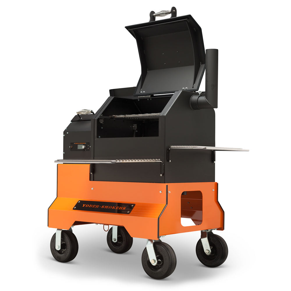 YS480s Pellet Grill on Competition Cart with Wire Shelves