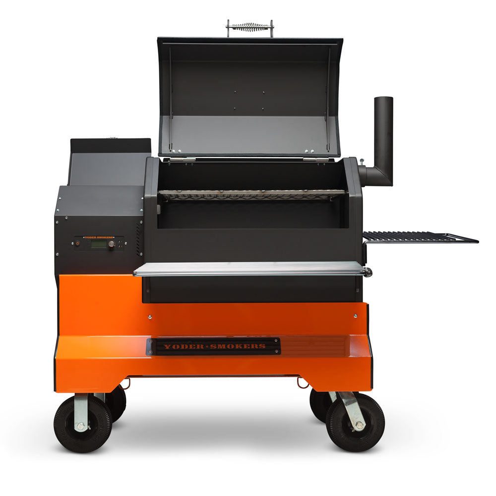 YS640s Pellet Grill on Competition Cart with Wire Shelves