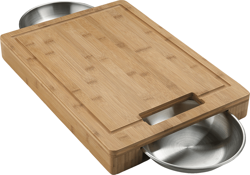 NAPOLEON CUTTING BOARD WITH STAINLESS STEEL BOWLS