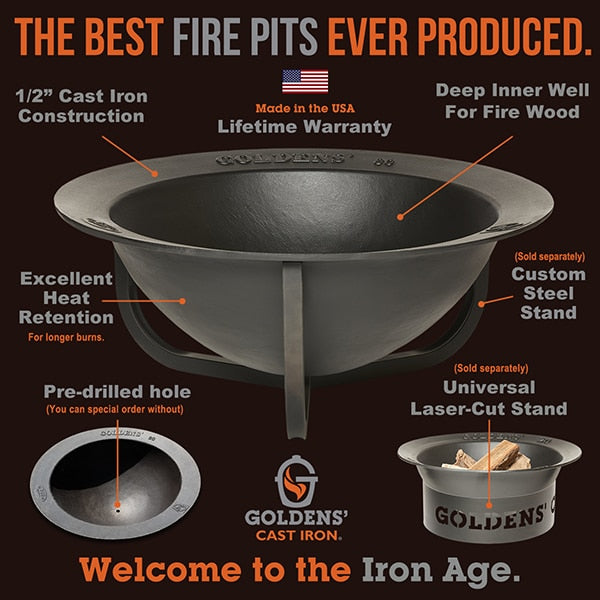 Goldens&#39; 30 Gallon Large Syrup Kettle Fire Pit